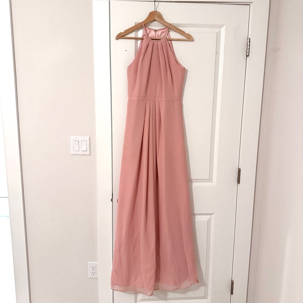 Weddington Way Bridesmaids Isabelle Chiffon Halter Dress Pink